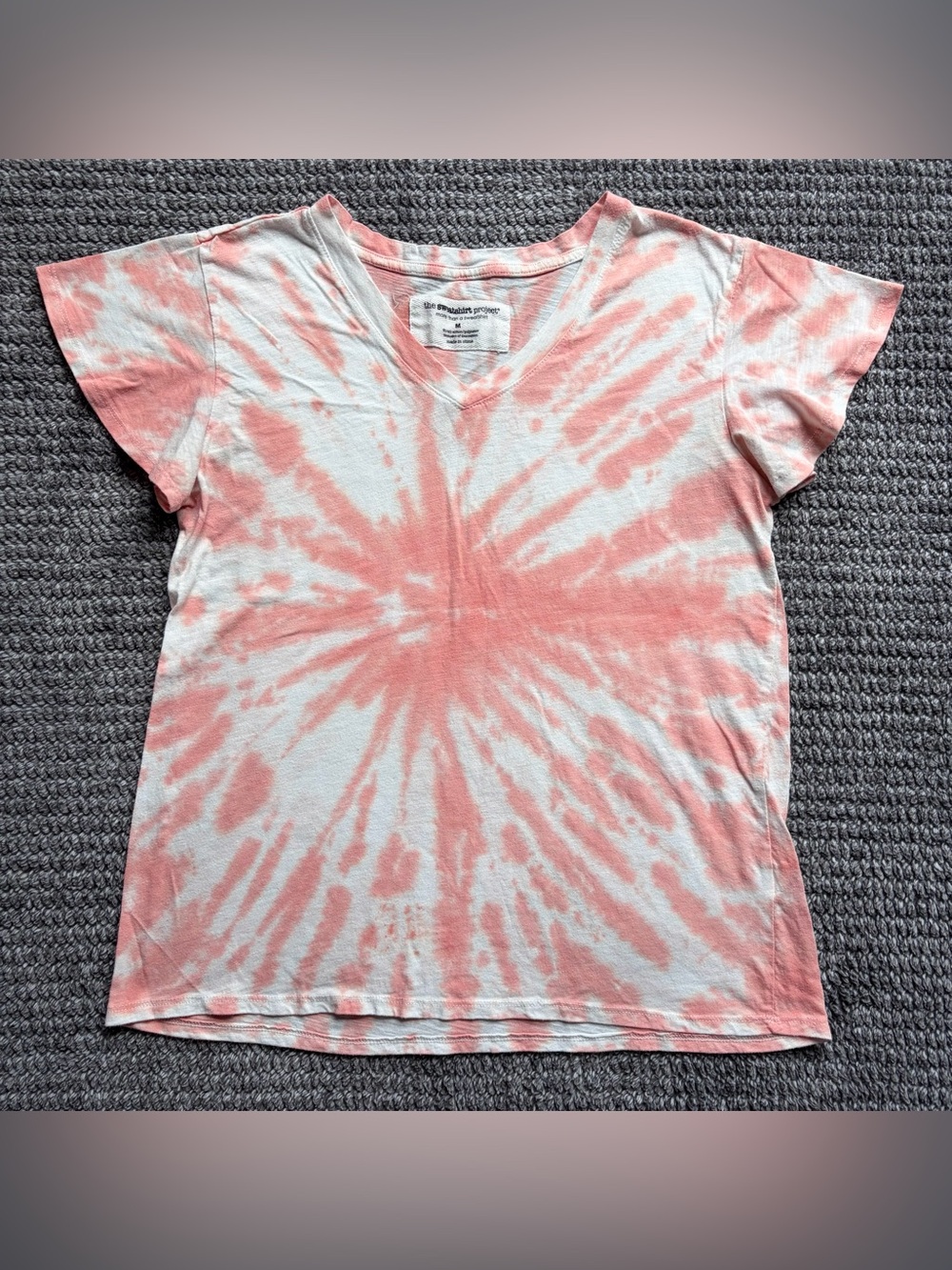 The Sweatshirt Project Women’s Tie Dye V-Neck Flutter Short Sleeve Top, Size M